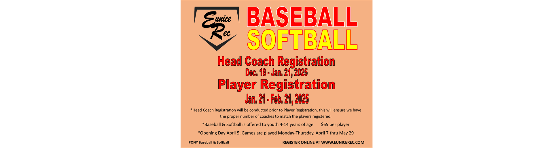 2025 Baseball & Softball Registration Info